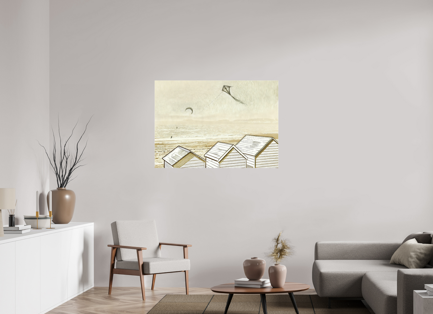 ISO A0 (118,9 x 84,1 cm), Photo Print Under Acrylic Glass Seaside Beach Ivory Cabins ✓