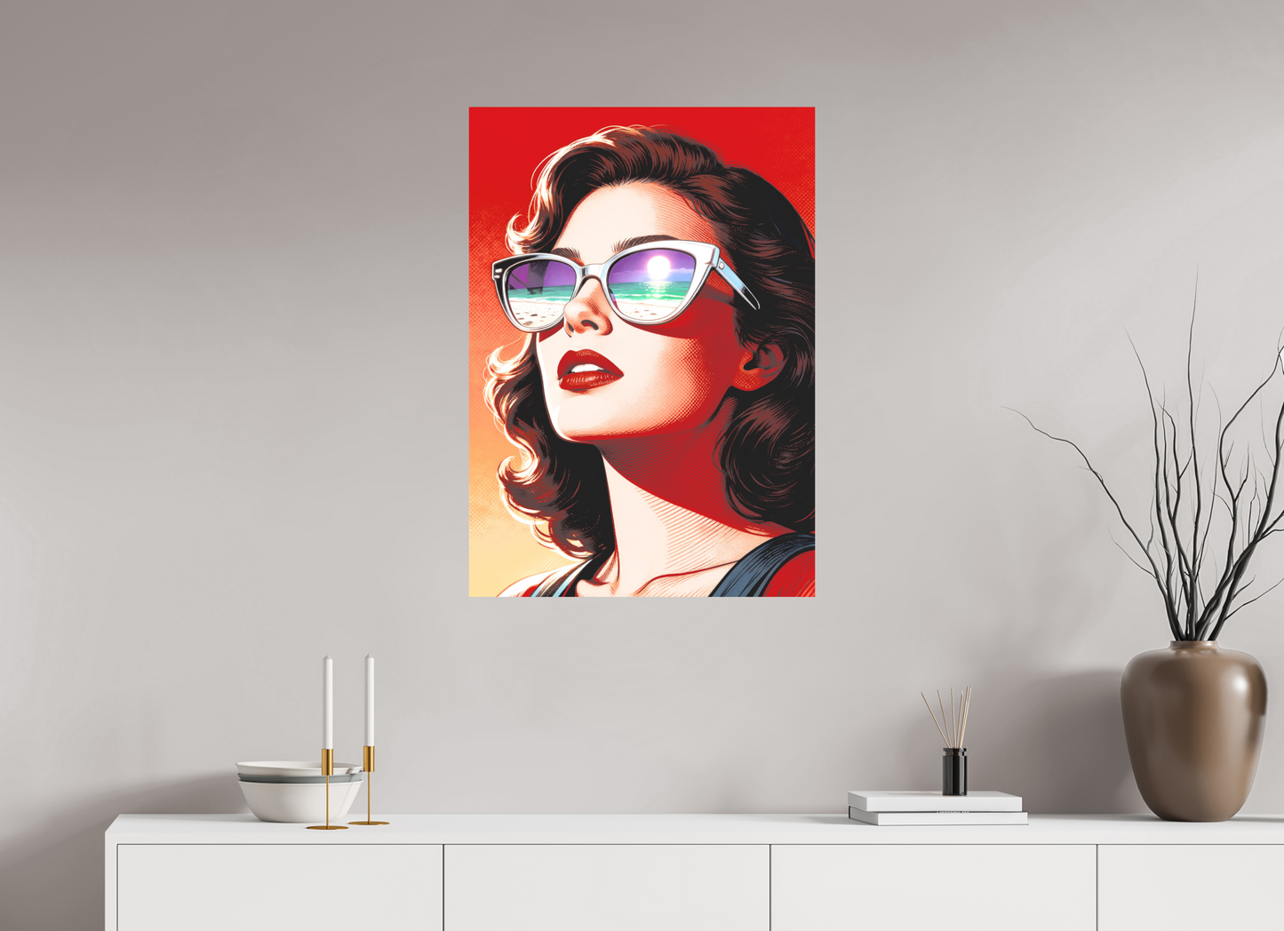 ISO A1 (59,4 x 84,1 cm), Alu Dibond Women's Pop Art Sunglasses