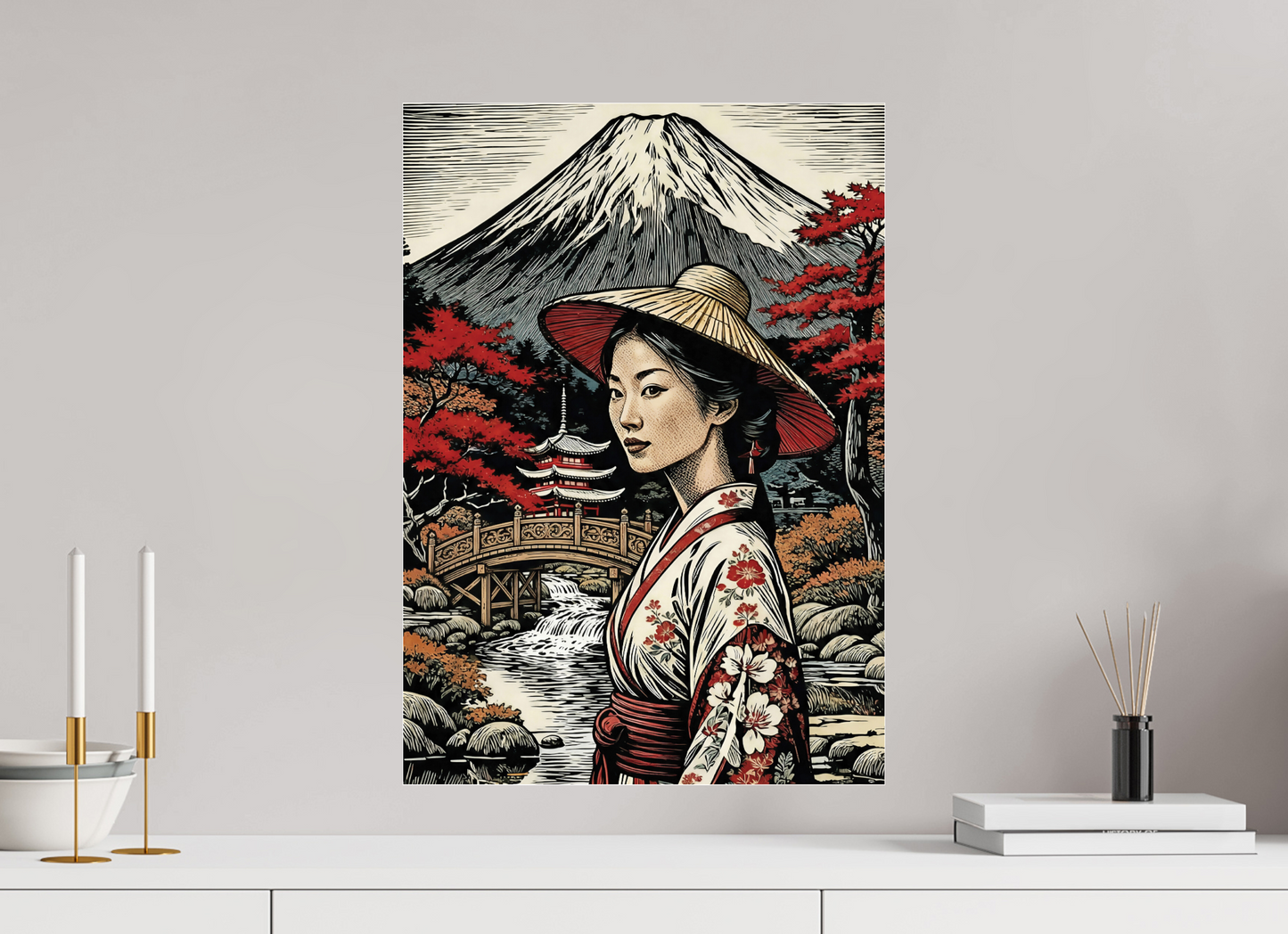 ISO A2 (42 x 59,4 cm), Photo Print Under Acrylic Glass Geisha kimono, Autumn Parc ✓