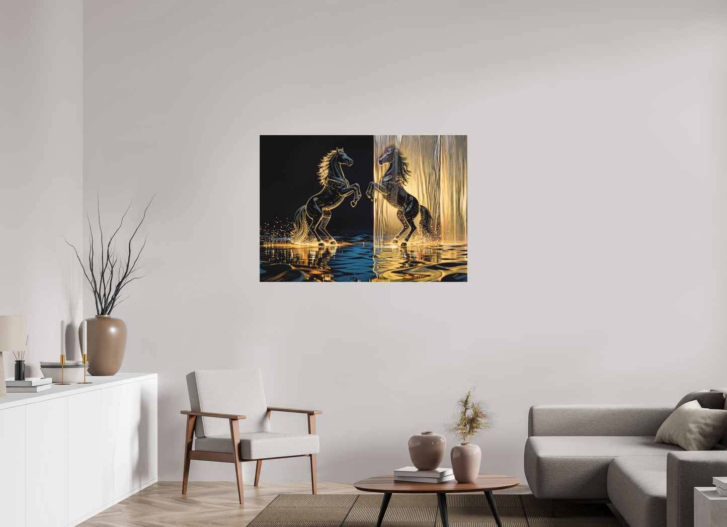 ISO A0 (118,9 x 84,1 cm), Aluminium Dibond Golden Horses
