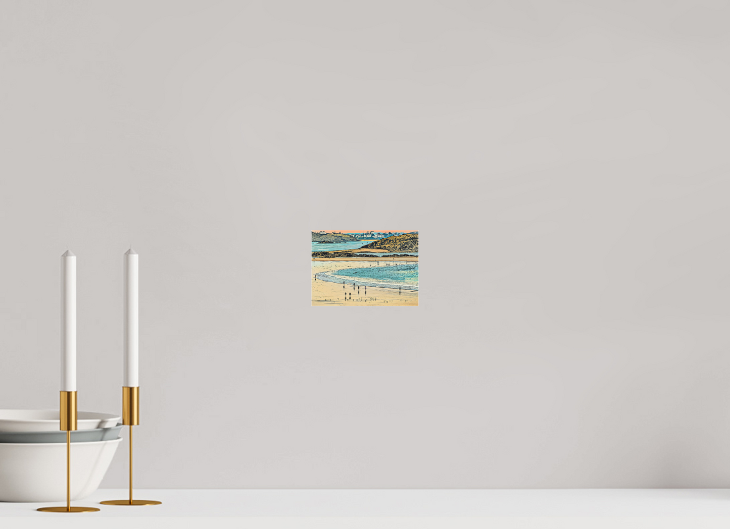 ISO A6 (14,8 x 10,5 cm), Photo Print Under Acrylic Glass Beach at Dusk Shoreline Walkers
