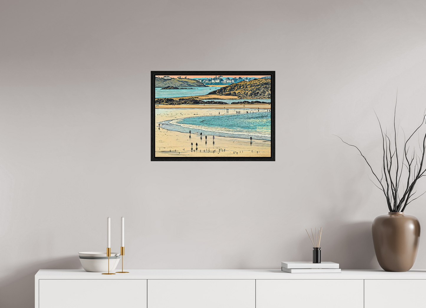 ISO A2 (59,4 x 42 cm), Floater Frame Beach at Dusk Shoreline Walkers
