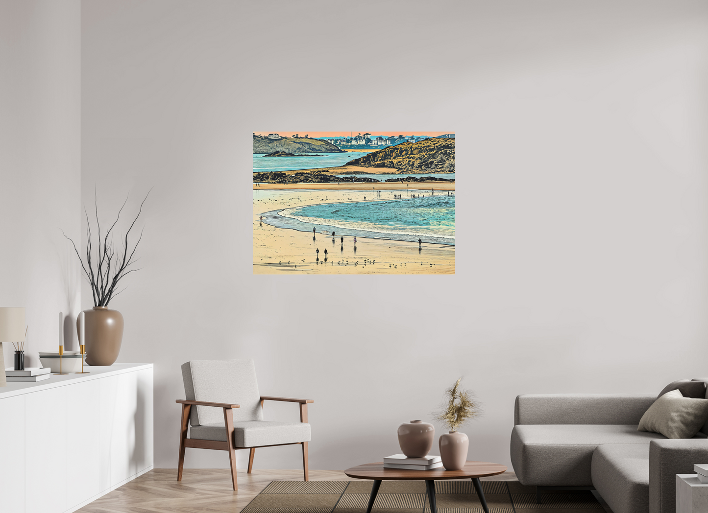 ISO A0 (118,9 x 84,1 cm), Alu Dibond Beach at Dusk Shoreline Walkers