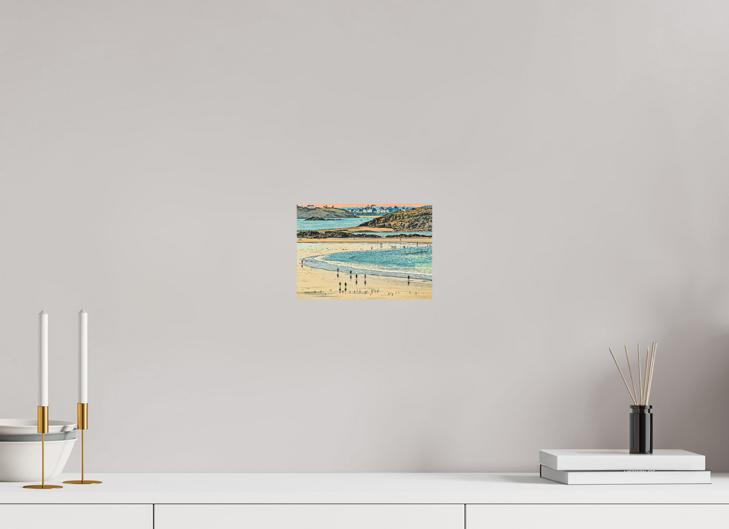 ISO A5 (21 x 14,8 cm), Alu Dibond Beach at Dusk Shoreline Walkers
