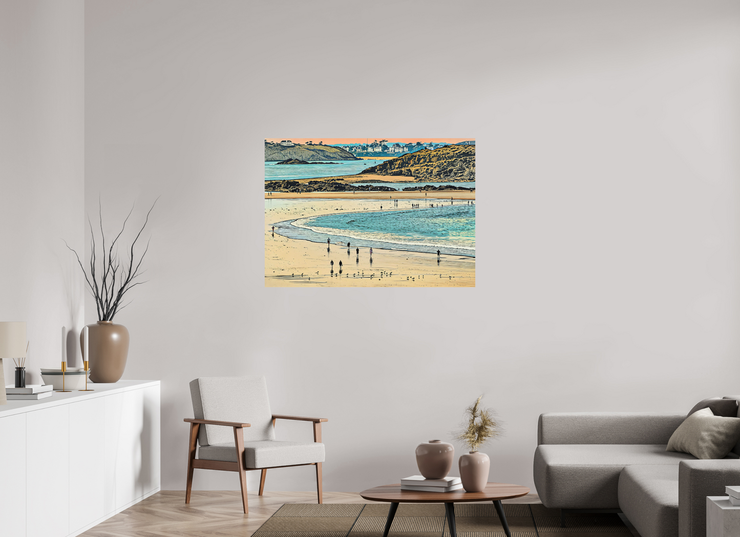 ISO A0 (118,9 x 84,1 cm), Photo Print On Fuji Crystal DP II Beach at Dusk Shoreline Walkers