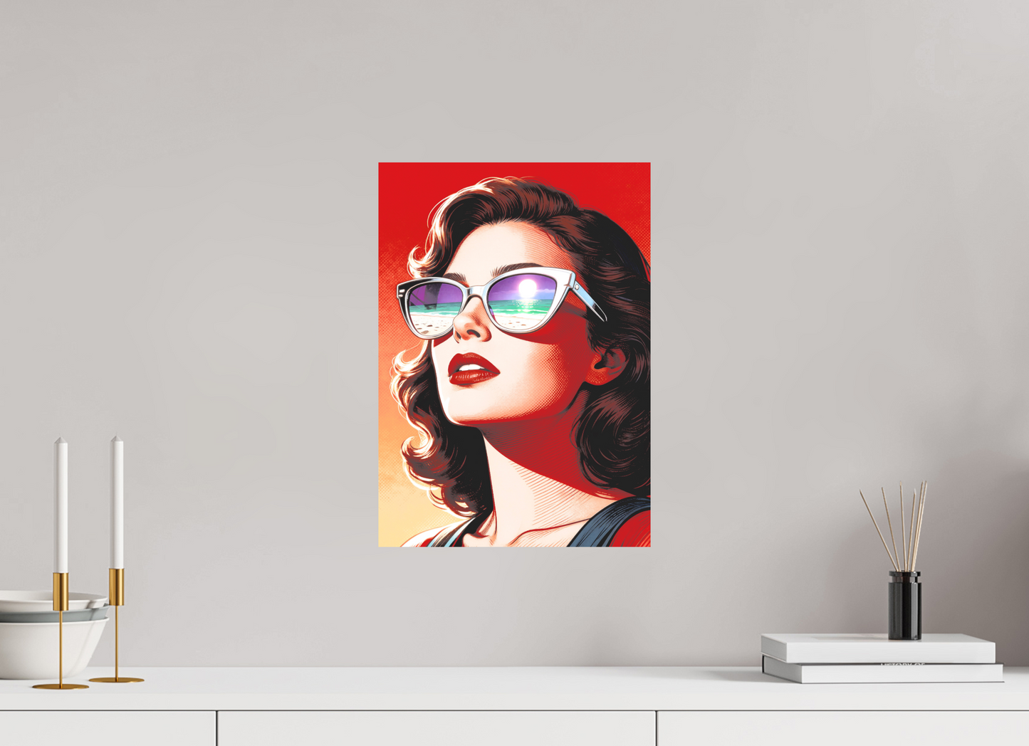 ISO A3 (29,7 x 42 cm), Alu Dibond Women's Pop Art Sunglasses