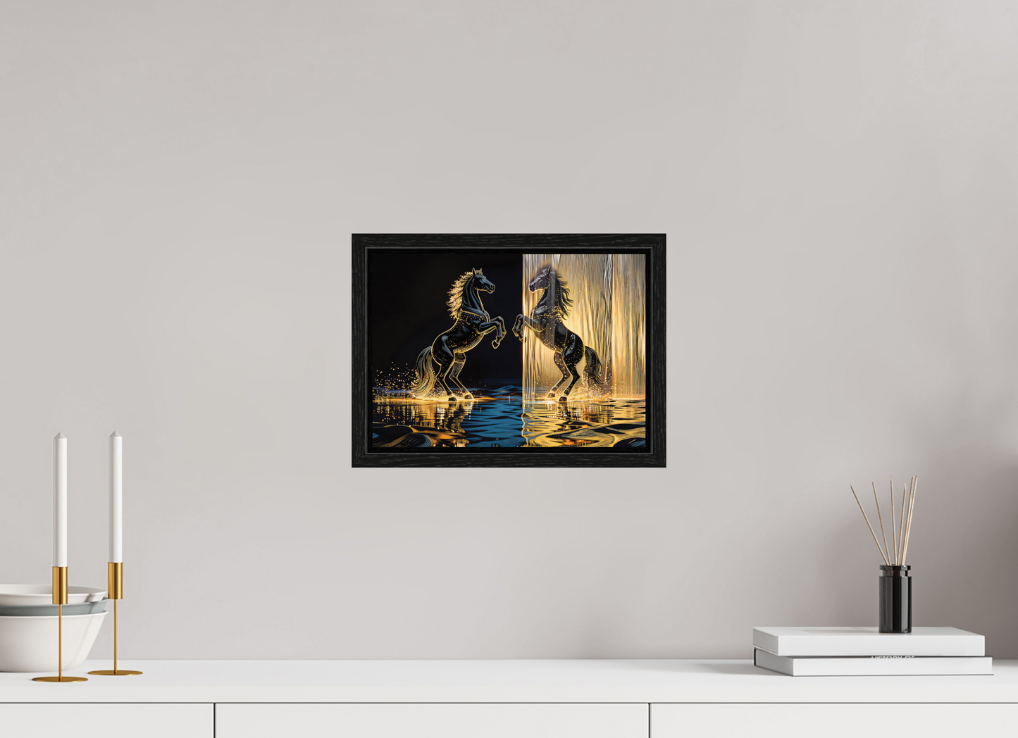 ISO A4 (29,7 x 21 cm), Floater Frame Golden Horses