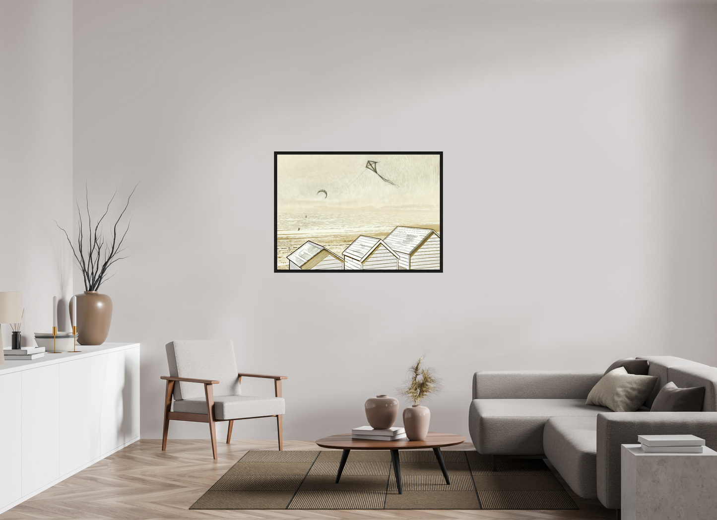 ISO A0 (118,9 x 84,1 cm), Floater Frame Seaside Beach Ivory Cabins ✓