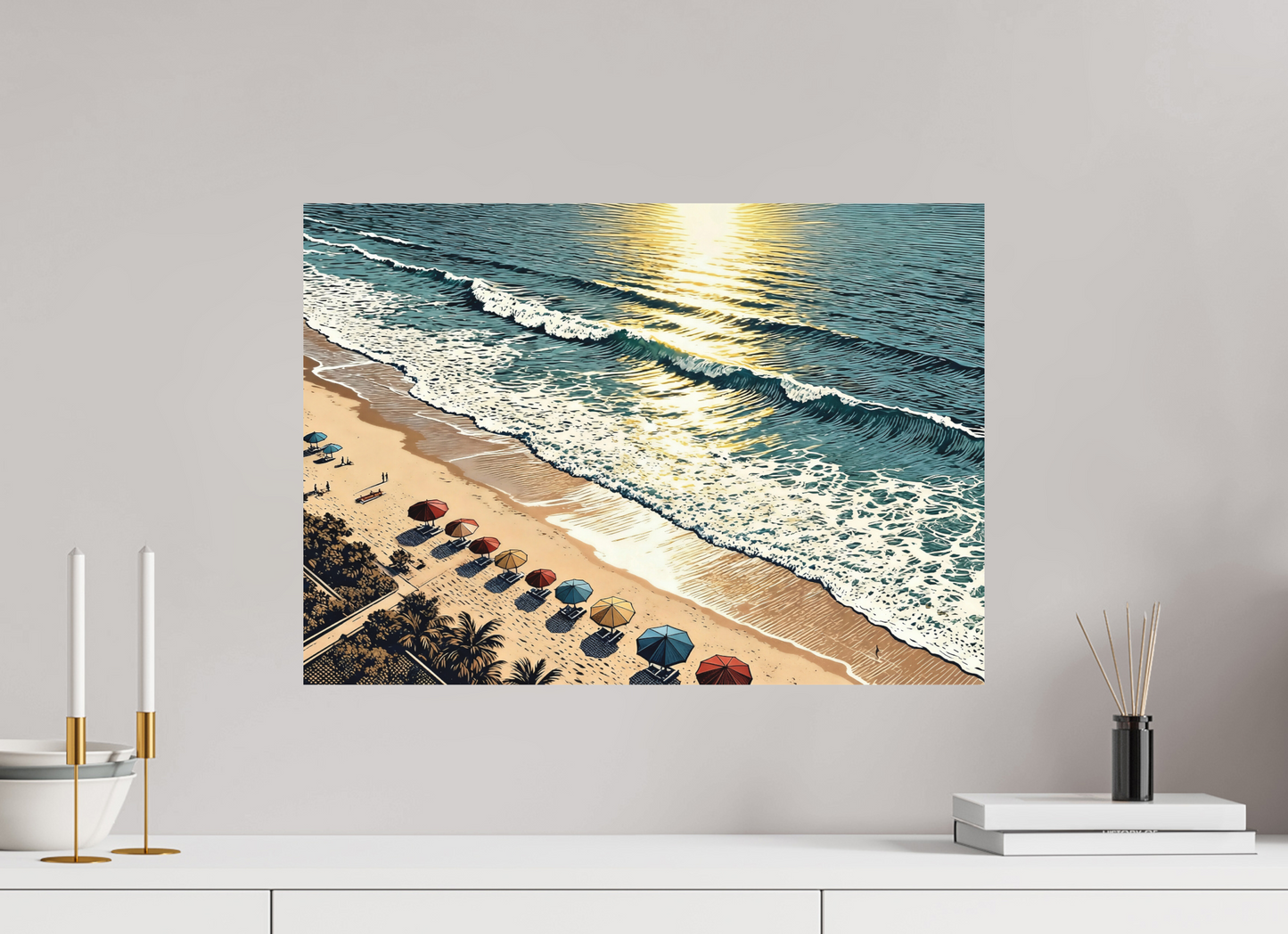 ISO A2 (59,4 x 42 cm), Alu Dibond Sunny Vintage Beach ✓