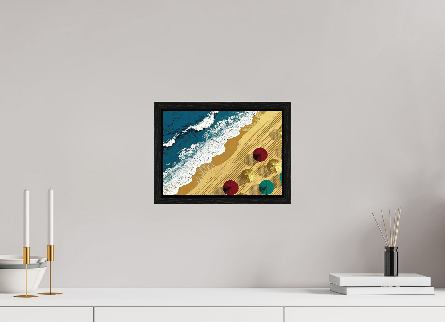 ISO A4 (29,7 x 21 cm), Floater Frame Plage Océan Vintage ✓