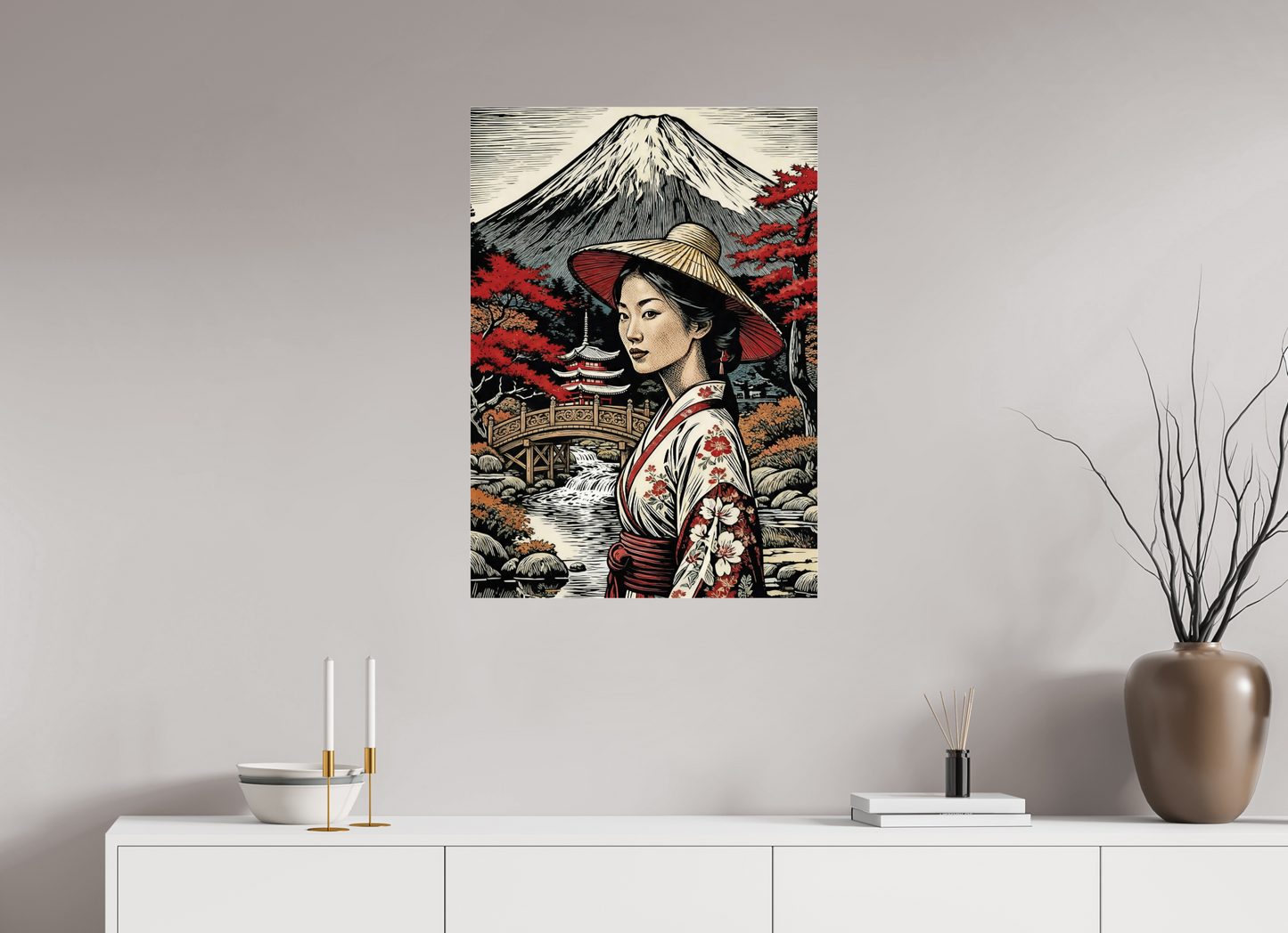 ISO A1 (59,4 x 84,1 cm), Photo Print Under Acrylic Glass Geisha kimono, Autumn Parc ✓