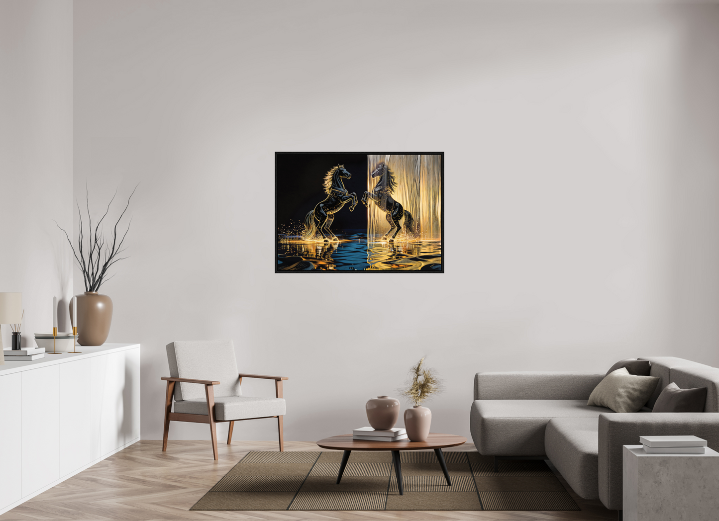 ISO A0 (118,9 x 84,1 cm), Floater Frame Golden Horses