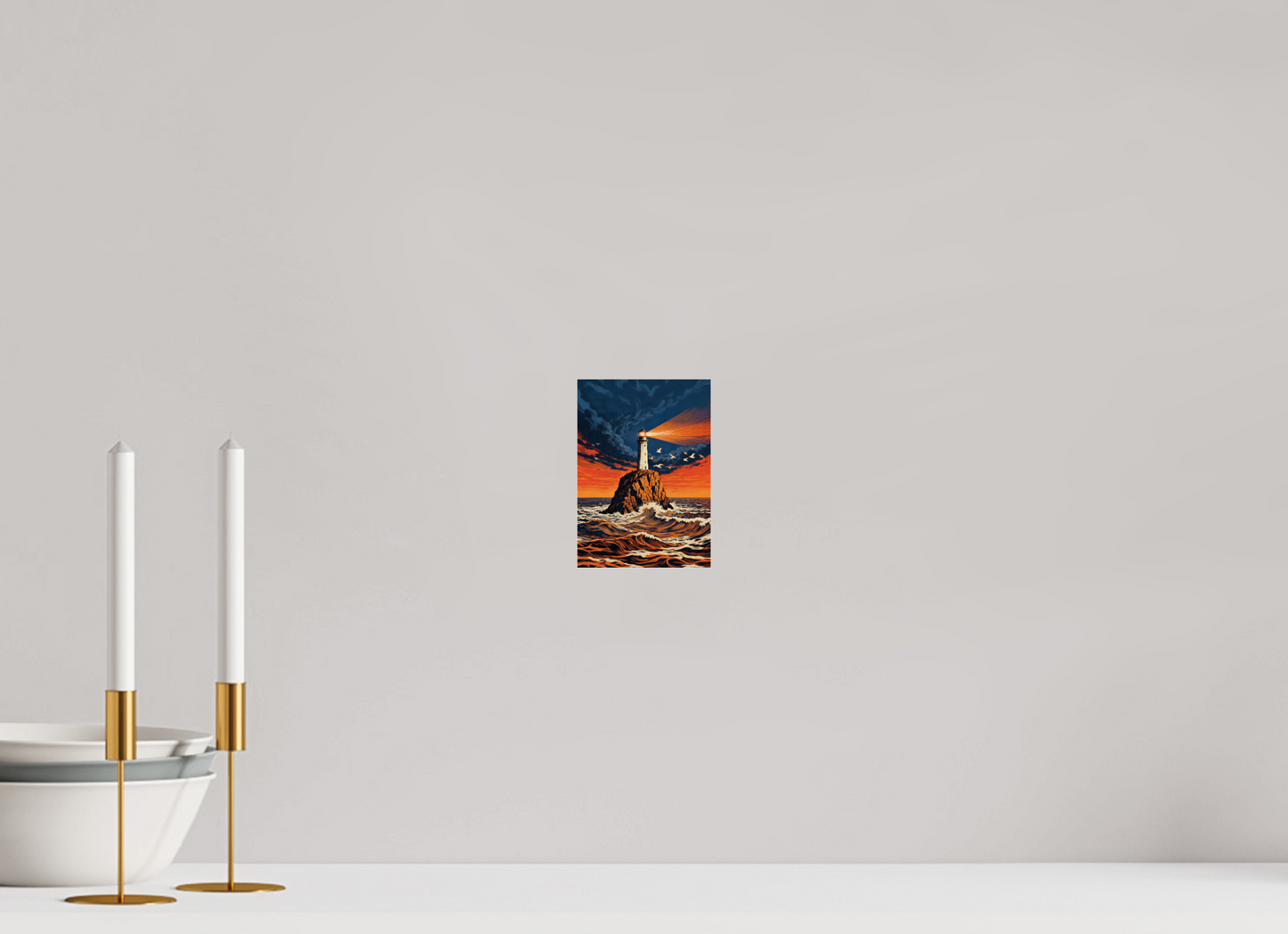 ISO A6 (10,5 x 14,8 cm), Photo Print Under Acrylic Glass Lighthouse Sunset