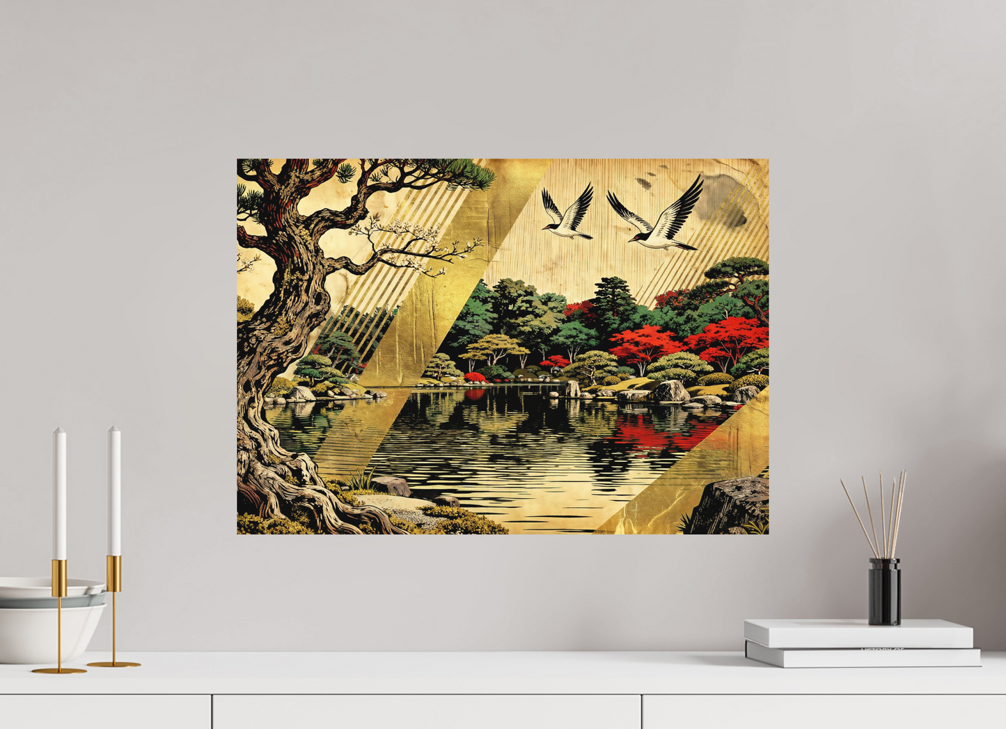 ISO A2 (59,4 x 42 cm), Alu Dibond Oriental Zen Park in Autumn ✓