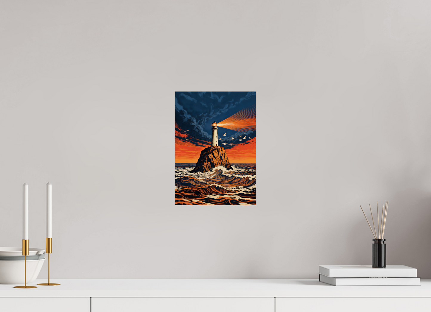 ISO A4 (21 x 29,7 cm), Photo Print Under Acrylic Glass Lighthouse Sunset