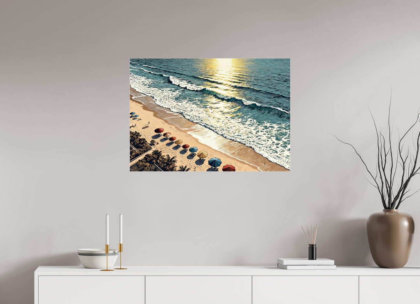 ISO A1 (84,1 x 59,4 cm), Photo Print Under Acrylic Glass Sunny Vintage Beach ✓