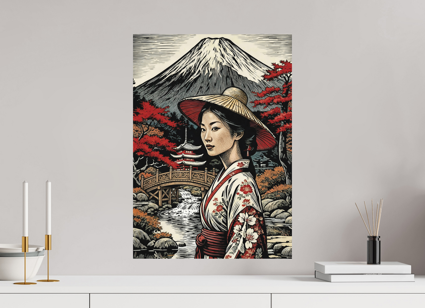 ISO A2 (42 x 59,4 cm), Alu Dibond Geisha kimono, Autumn Parc ✓
