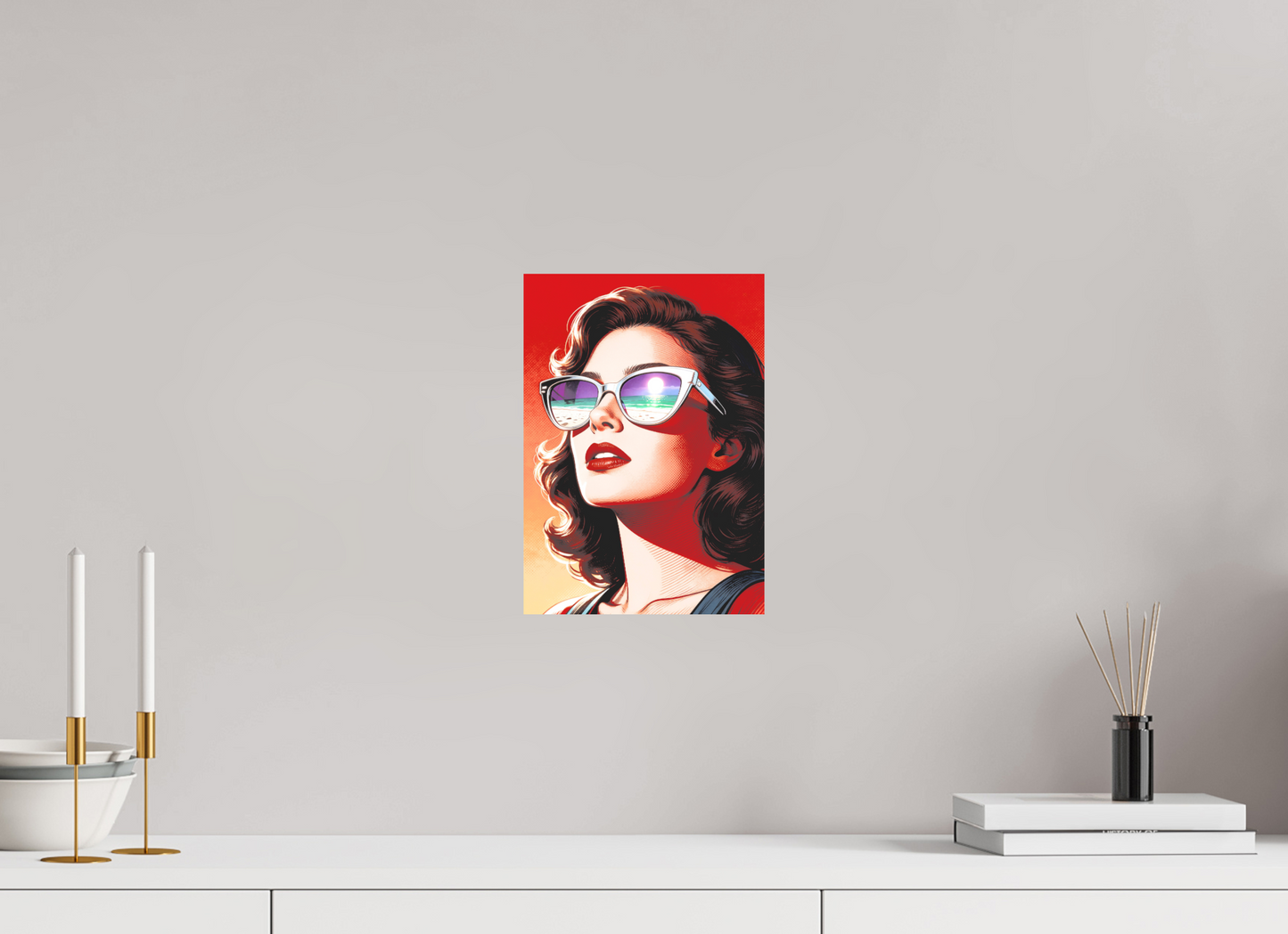 ISO A4 (21 x 29,7 cm), Alu Dibond Women's Pop Art Sunglasses