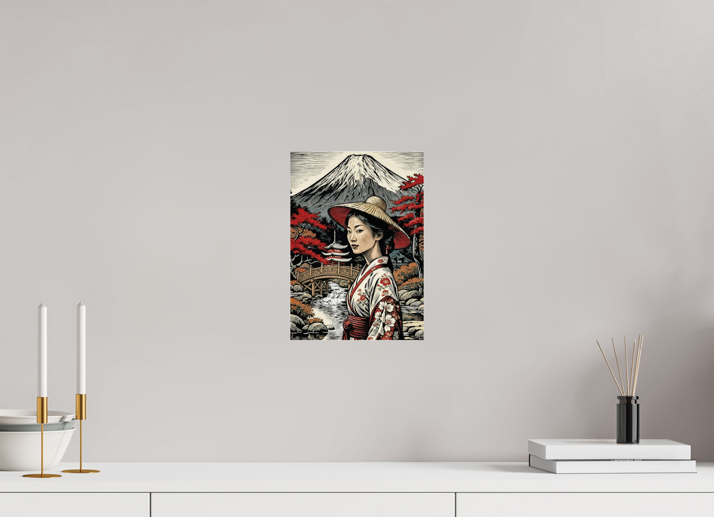 ISO A4 (21 x 29,7 cm), Photo Print Under Acrylic Glass Geisha kimono, Autumn Parc ✓