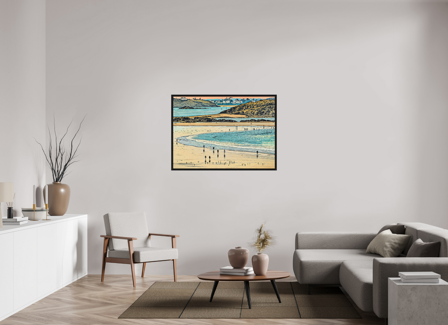 ISO A0 (118,9 x 84,1 cm), Floater Frame Beach at Dusk Shoreline Walkers
