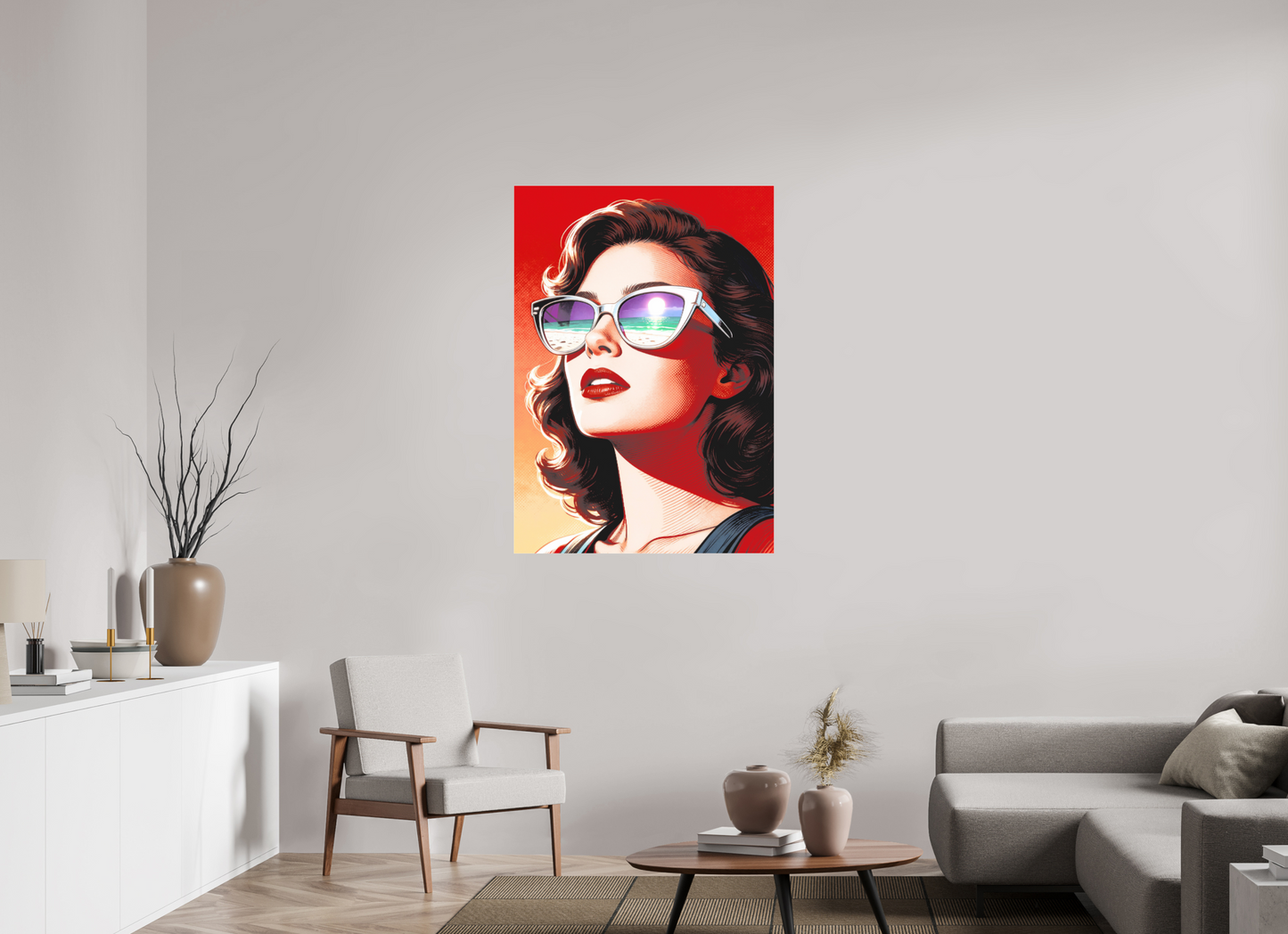 ISO A0 (84,1 x 118,9 cm), Photo Print Under Acrylic Glass Women's Pop Art Sunglasses