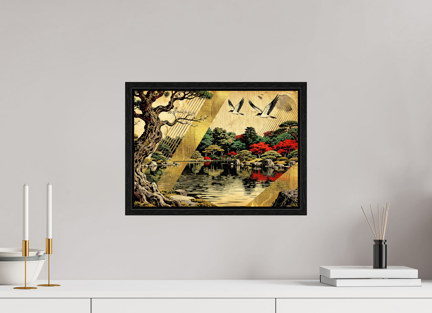 ISO A3 (42 x 29,7 cm), Floater Frame Oriental Zen Park in Autumn ✓