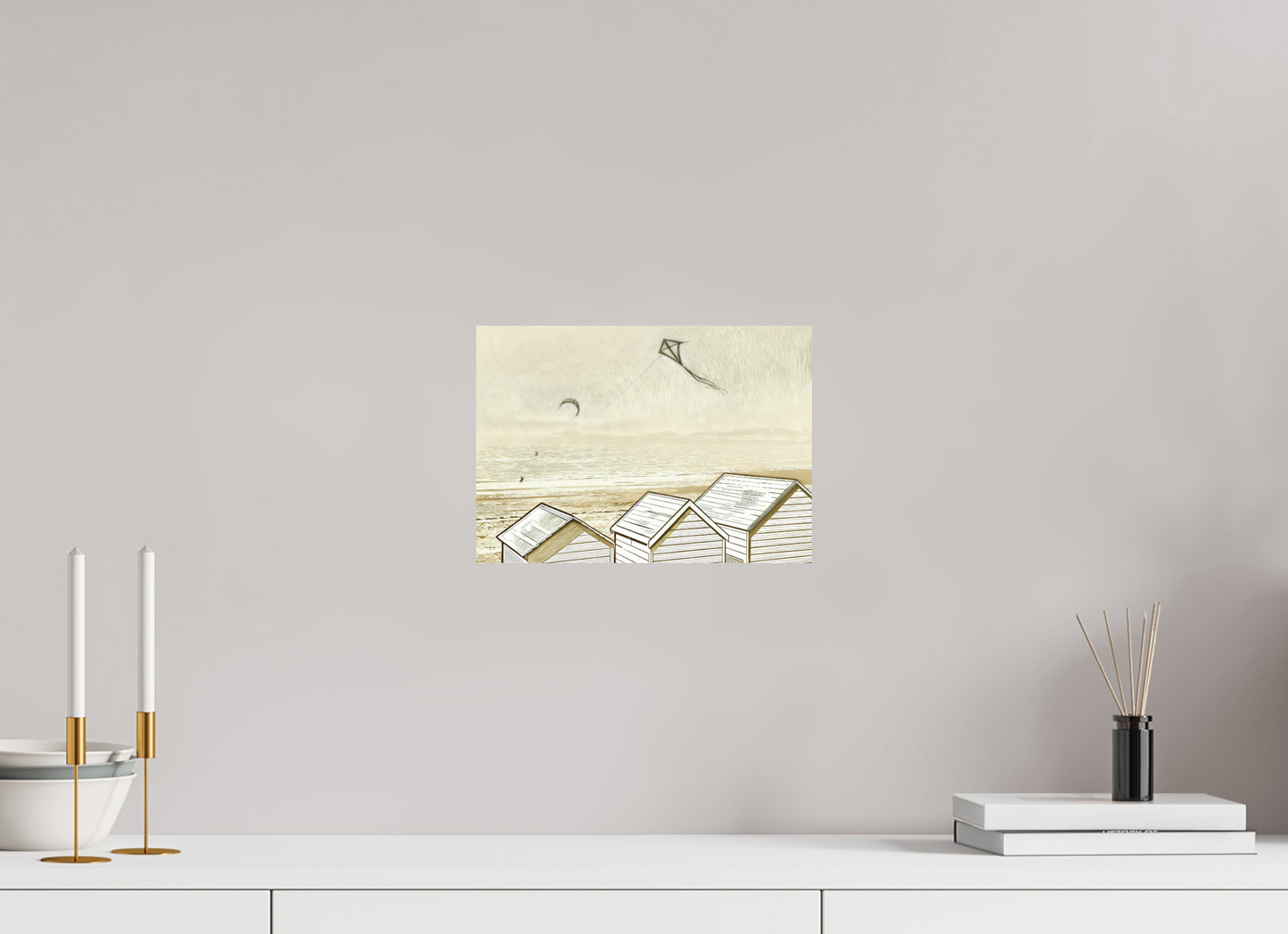 ISO A4 (29,7 x 21 cm), Photo Print On Fuji Crystal DP II Seaside Beach Ivory Cabins ✓