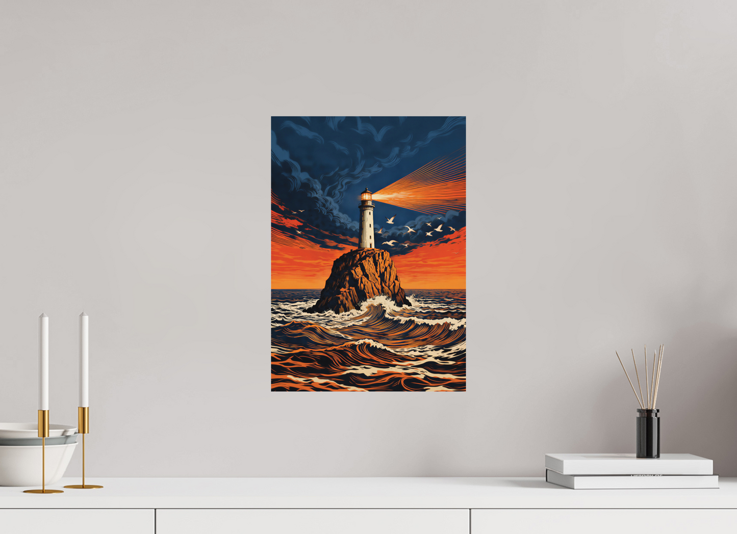 ISO A3 (29,7 x 42 cm), Alu Dibond Lighthouse Sunset