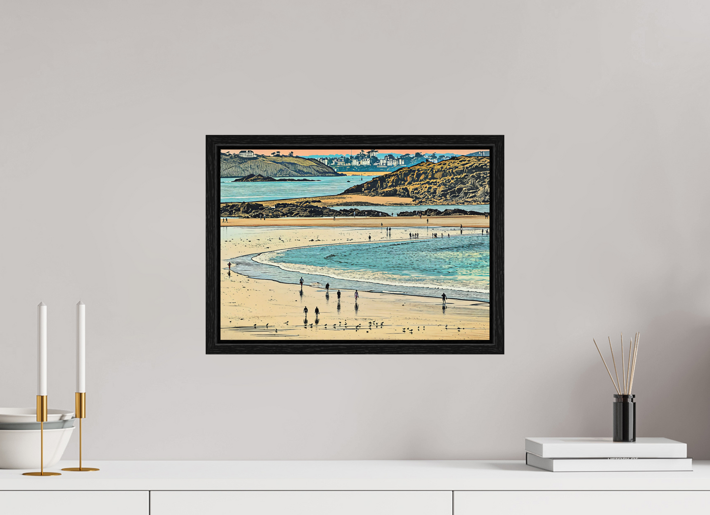 ISO A3 (42 x 29,7 cm), Floater Frame Beach at Dusk Shoreline Walkers