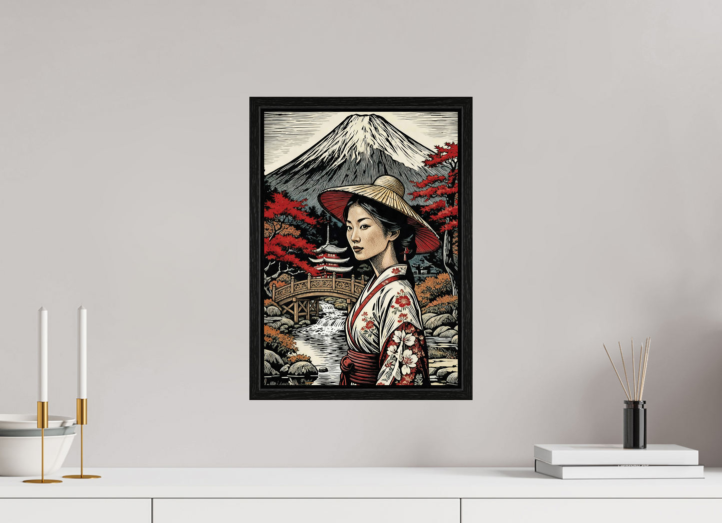 ISO A3 (29,7 x 42 cm), Floater Frame Geisha kimono, Autumn Parc ✓