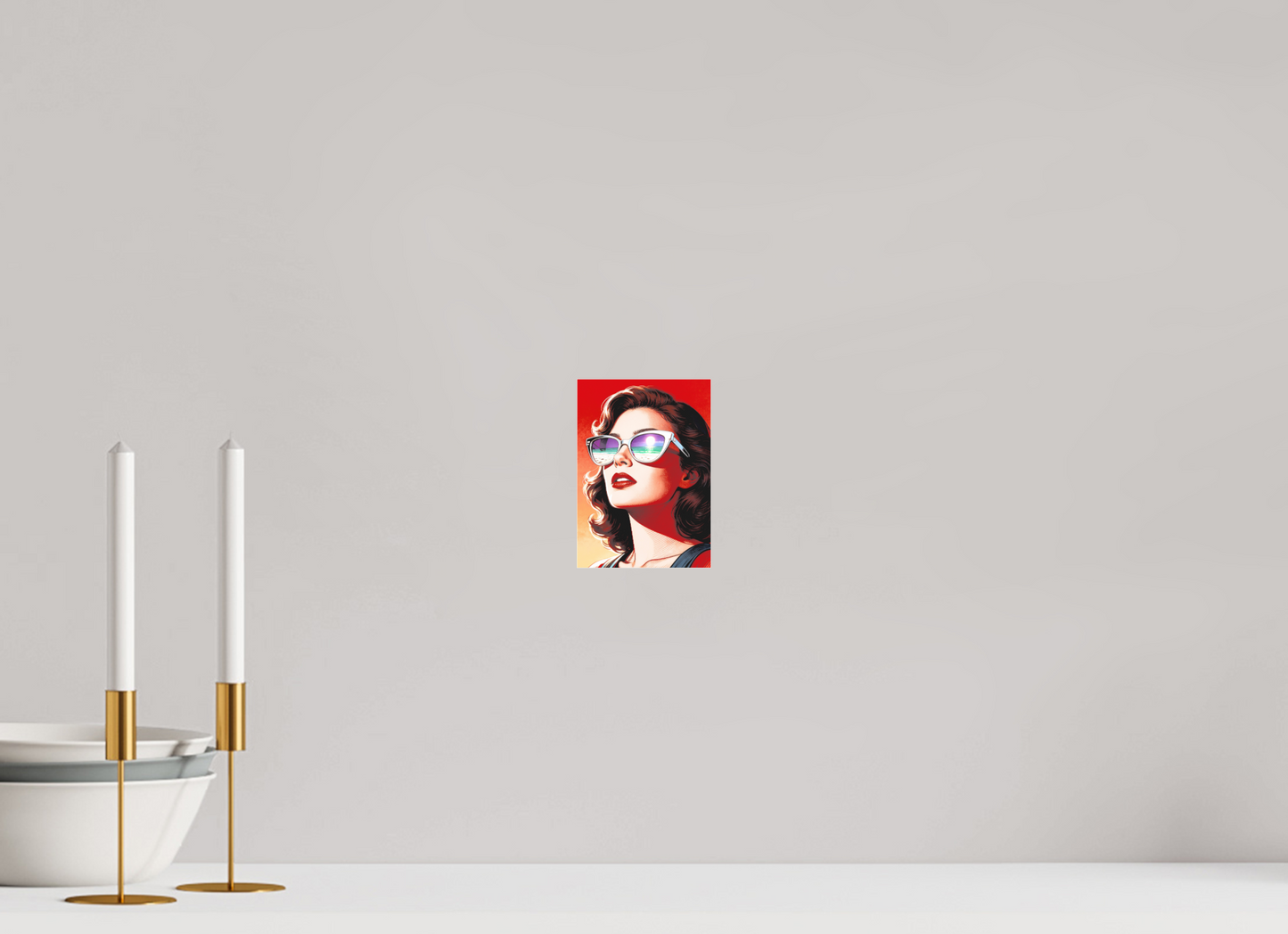 ISO A6 (10,5 x 14,8 cm), Photo Print Under Acrylic Glass Women's Pop Art Sunglasses