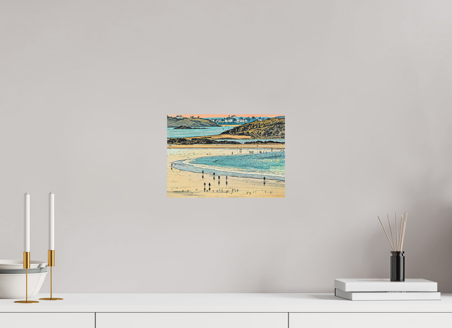 ISO A4 (29,7 x 21 cm), Photo Print On Fuji Crystal DP II Beach at Dusk Shoreline Walkers