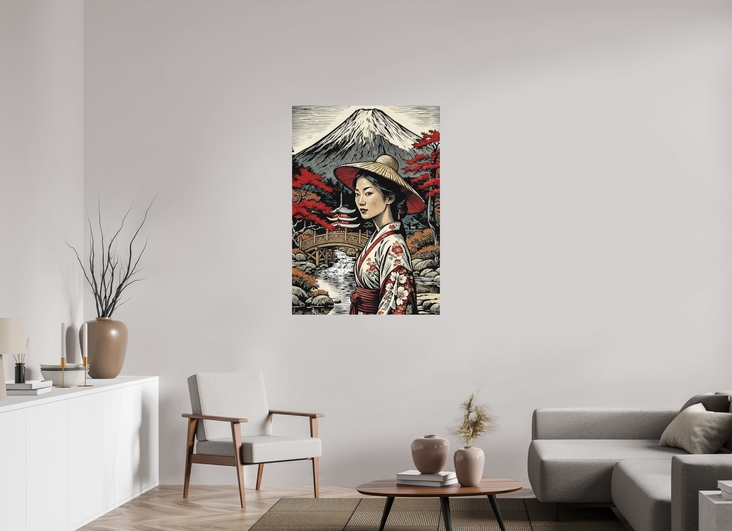 ISO A0 (84,1 x 118,9 cm), Alu Dibond Geisha kimono, Autumn Parc ✓