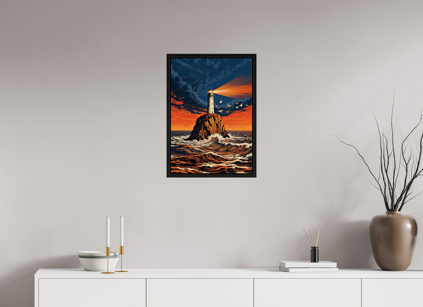 ISO A2 (42 x 59,4 cm), Floater Frame Lighthouse Sunset
