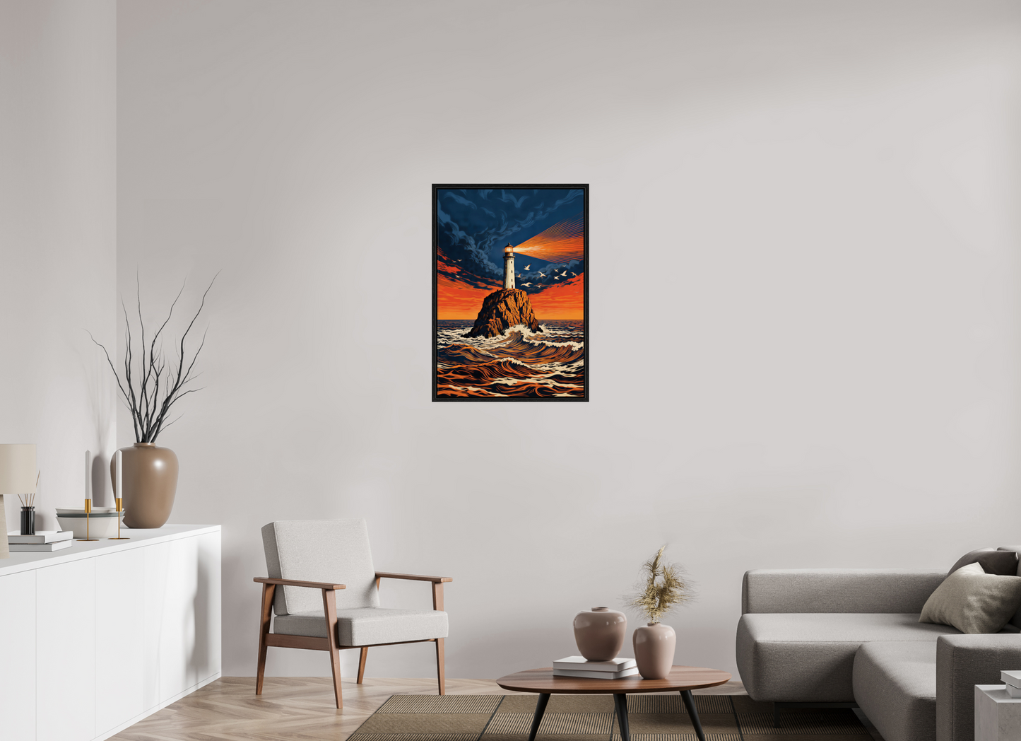 ISO A1 (59,4 x 84,1 cm), Floater Frame Lighthouse Sunset