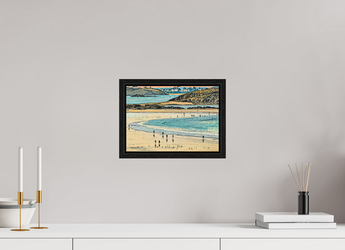 ISO A4 (29,7 x 21 cm), Floater Frame Beach at Dusk Shoreline Walkers