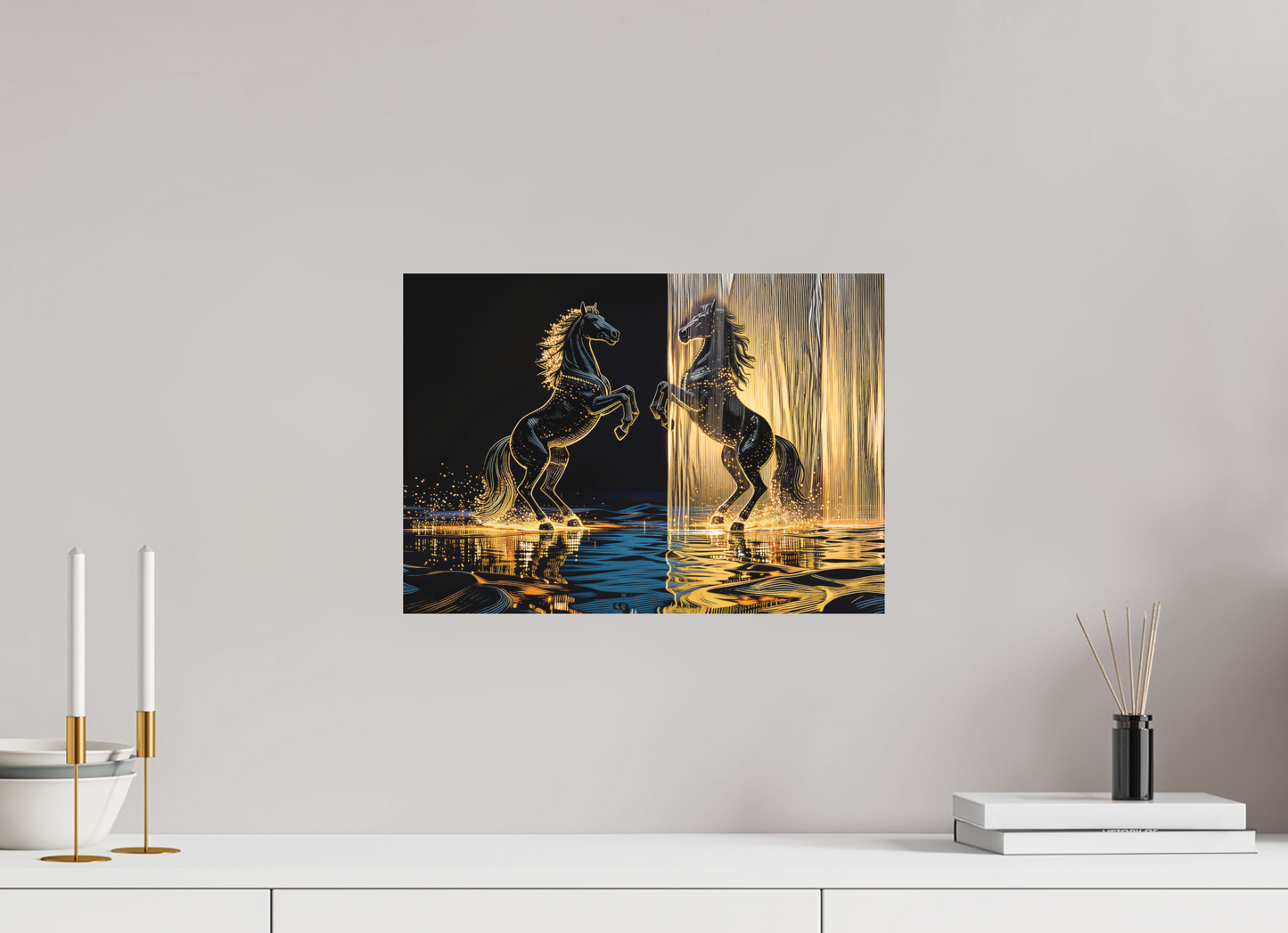 ISO A3 (42 x 29,7 cm), Aluminium Dibond Golden Horses