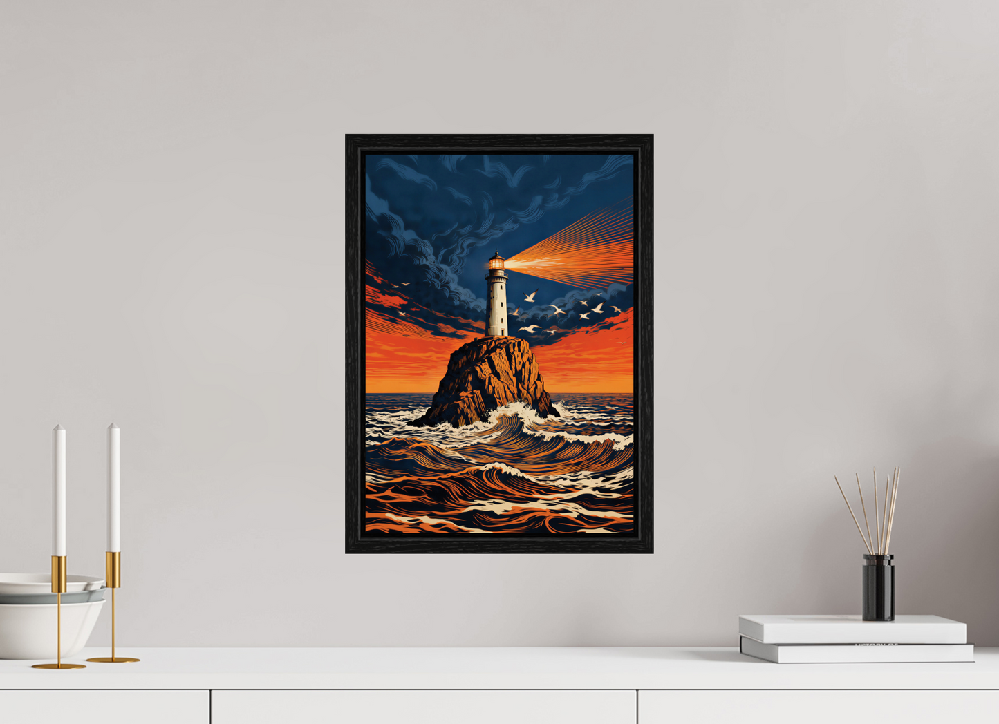 ISO A3 (29,7 x 42 cm), Floater Frame Lighthouse Sunset
