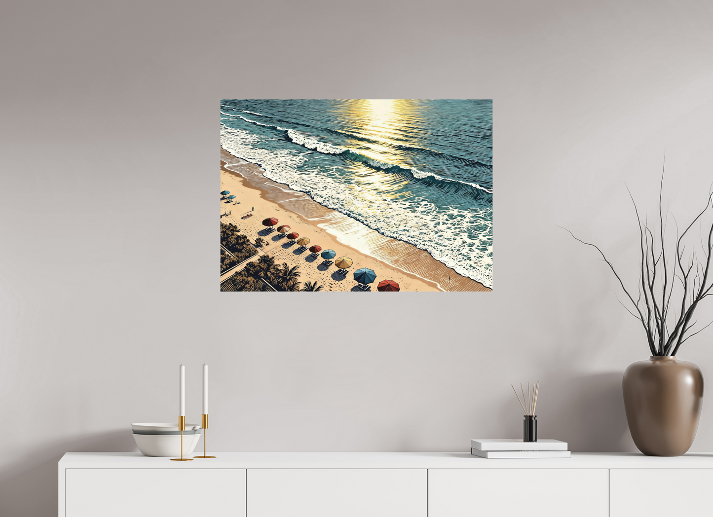 ISO A1 (84,1 x 59,4 cm), Alu Dibond Sunny Vintage Beach ✓