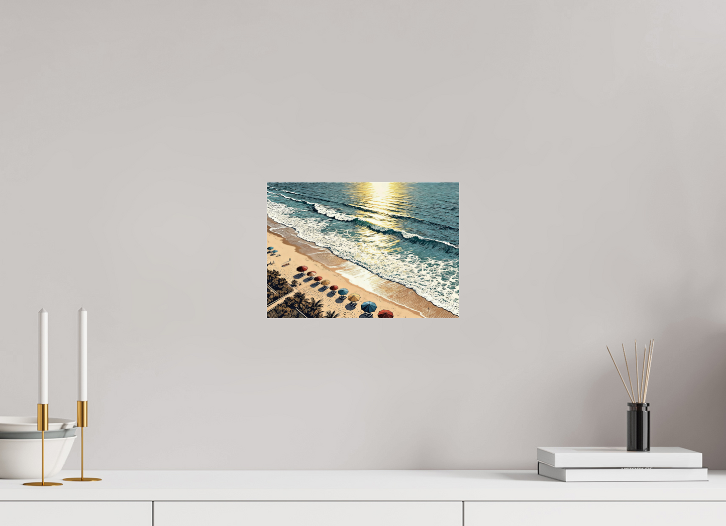 ISO A4 (29,7 x 21 cm), Photo Print Under Acrylic Glass Sunny Vintage Beach ✓