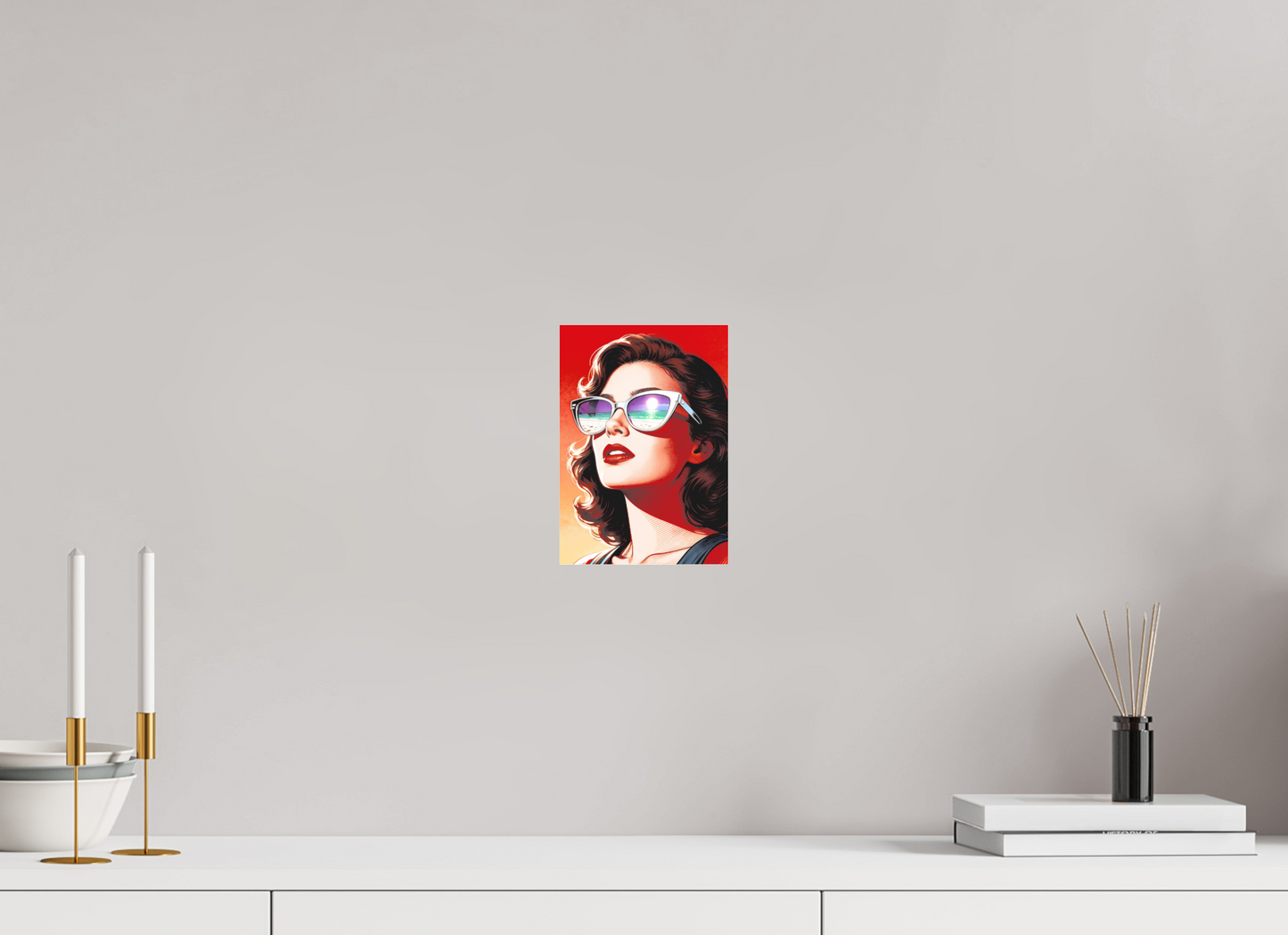 ISO A5 (14,8 x 21 cm), Photo Print Under Acrylic Glass Women's Pop Art Sunglasses