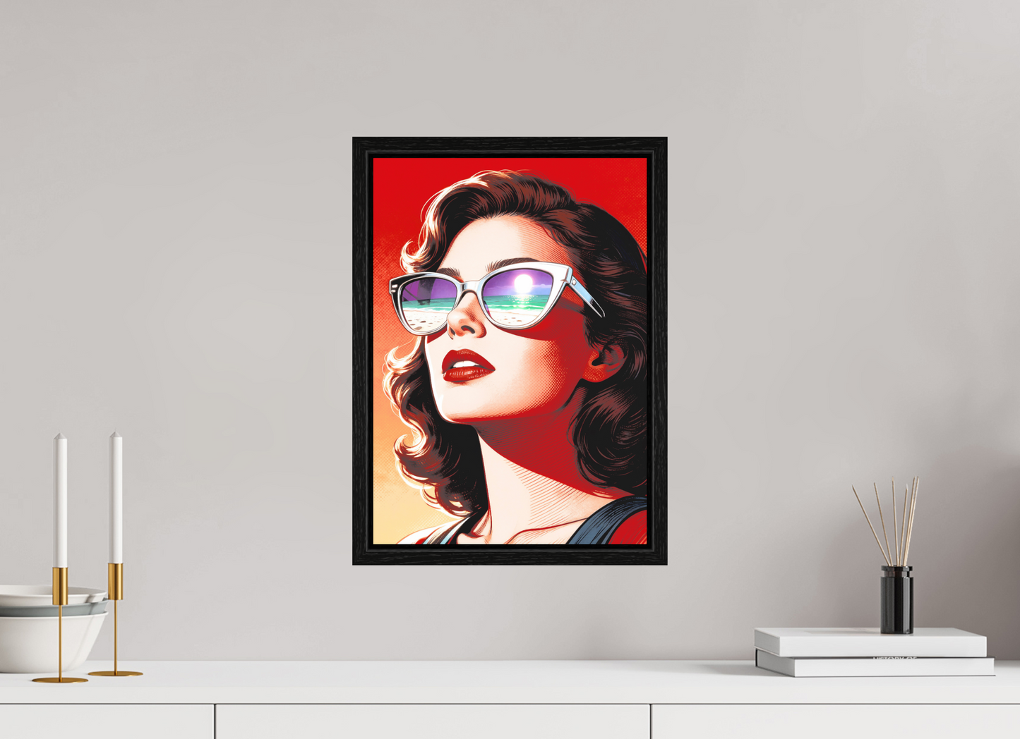 ISO A3 (29,7 x 42 cm), Floater Frame Women's Pop Art Sunglasses