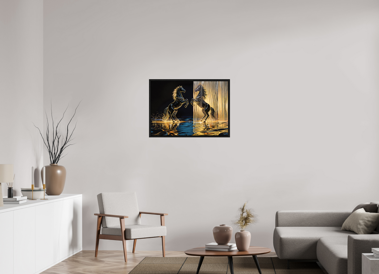 ISO A1 (84,1 x 59,4 cm), Floater Frame Golden Horses