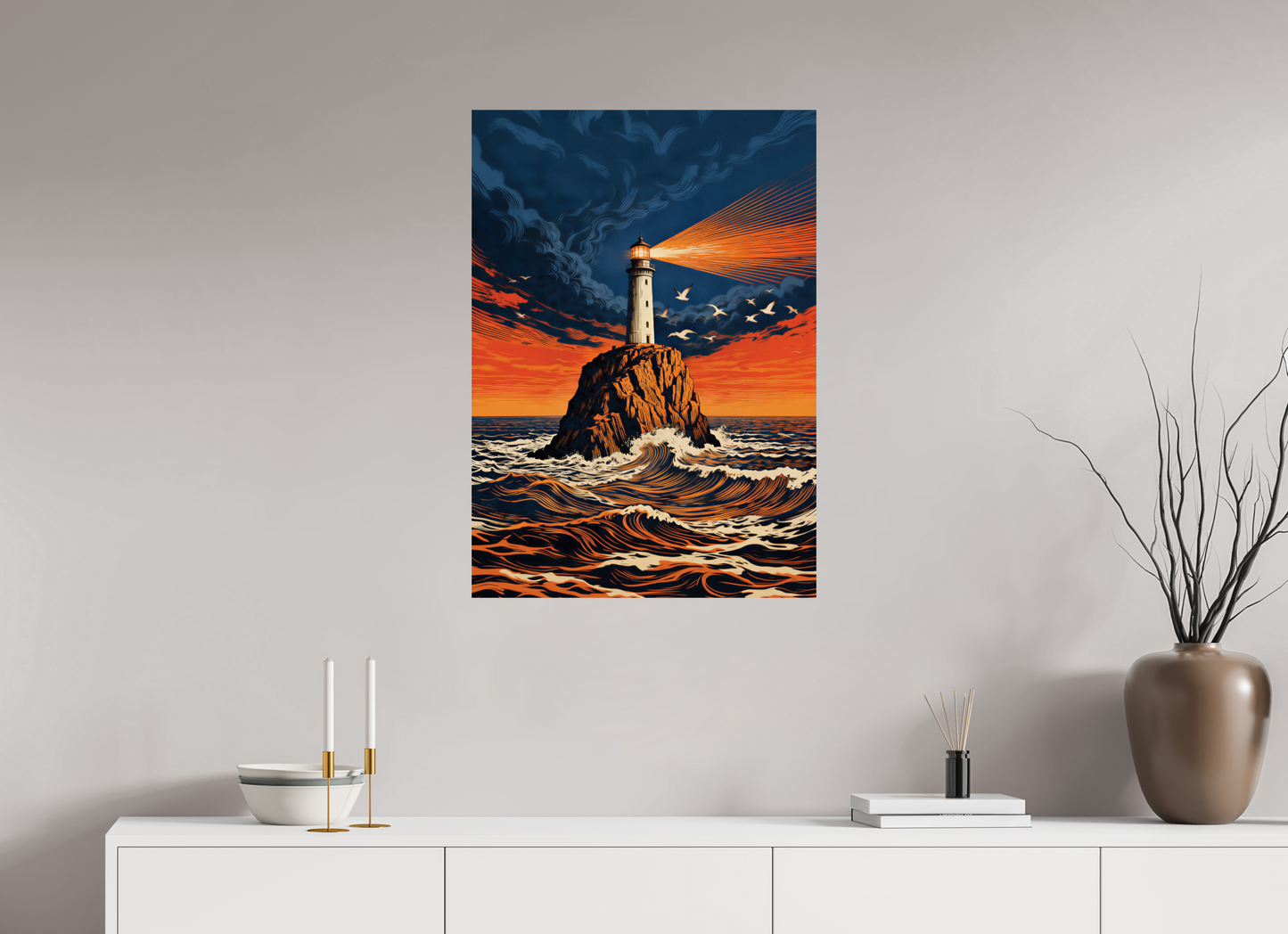 ISO A1 (59,4 x 84,1 cm), Photo Print On Fuji Crystal DP II Lighthouse Sunset