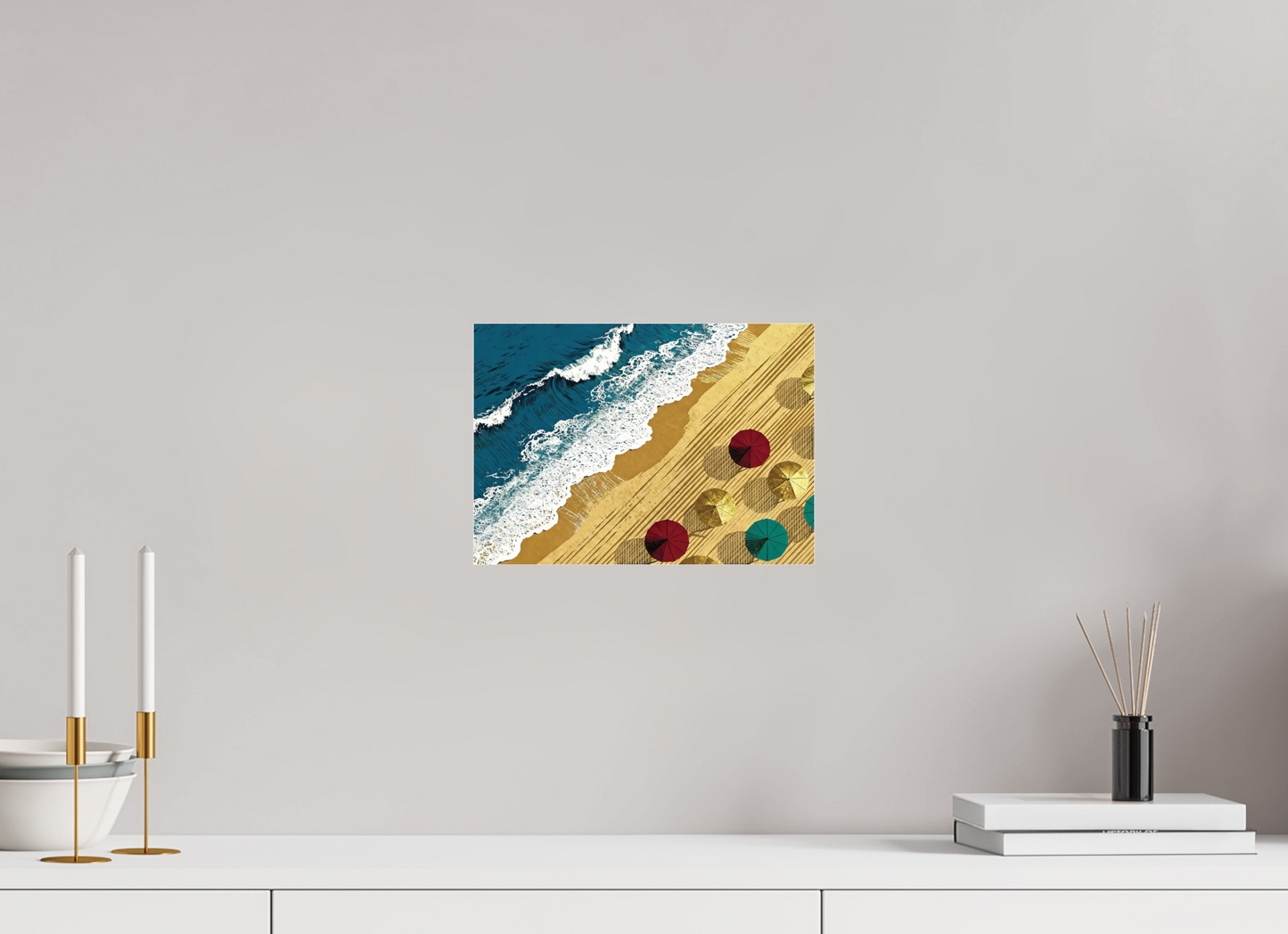 ISO A4 (29,7 x 21 cm), Photo Print Under Acrylic Glass Plage Océan Vintage ✓