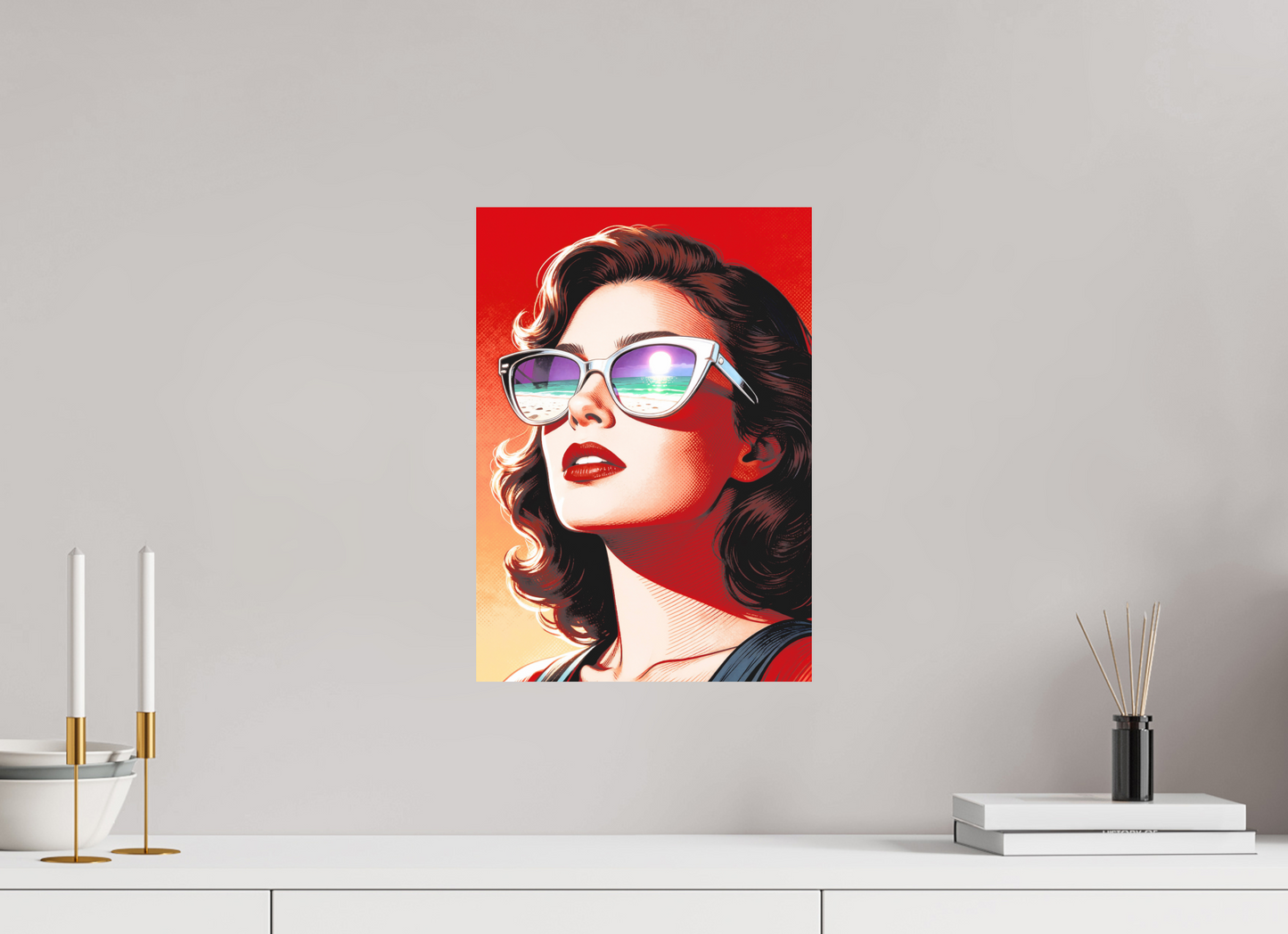 ISO A3 (29,7 x 42 cm), Photo Print On Fuji Crystal DP II Women's Pop Art Sunglasses