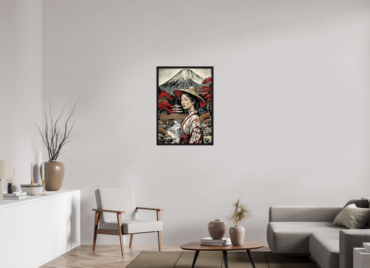 ISO A1 (59,4 x 84,1 cm), Floater Frame Geisha kimono, Autumn Parc ✓