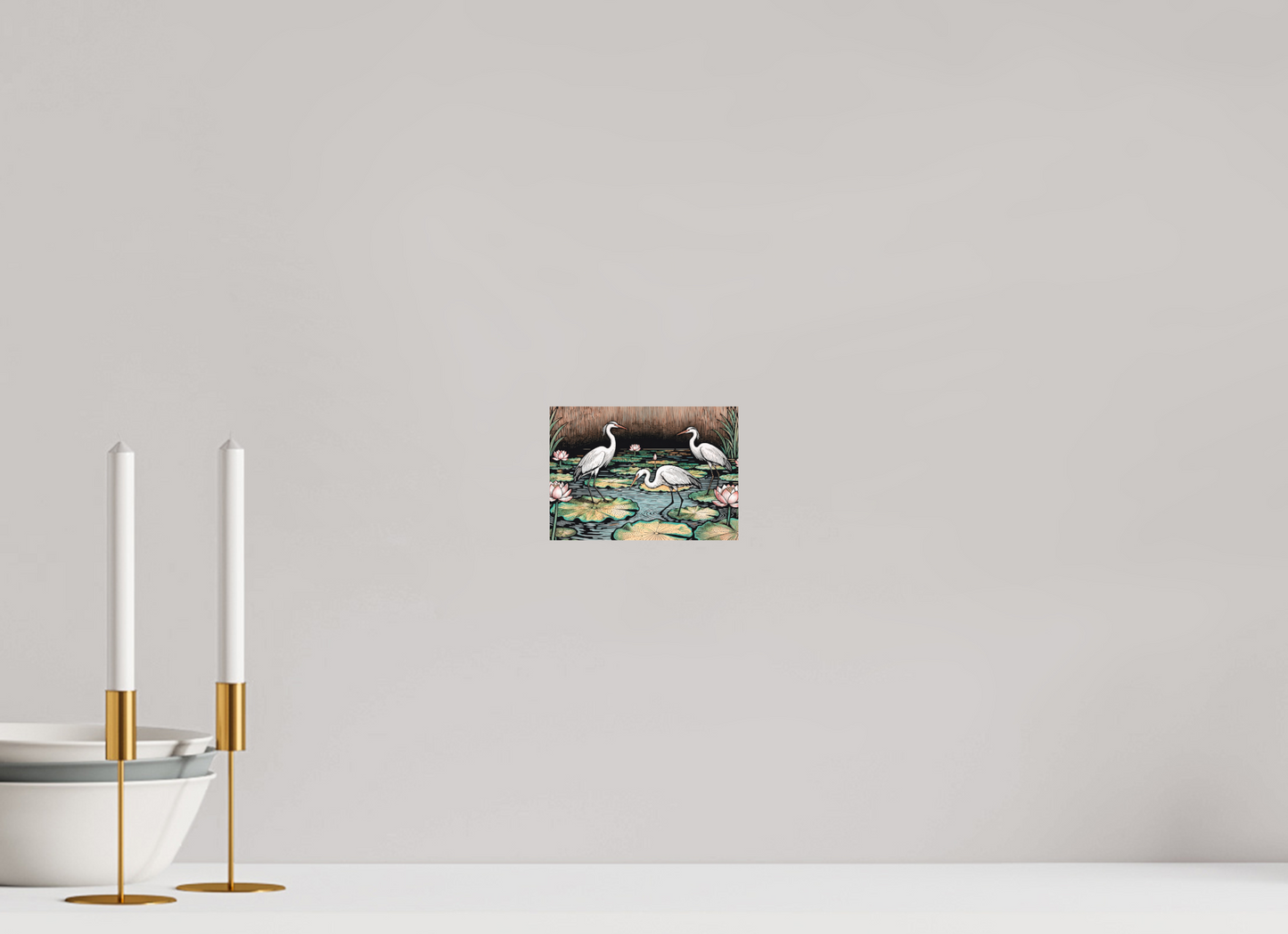 ISO A6 (14,8 x 10,5 cm), Alu Dibond Japanese herons, Zen pond ✓