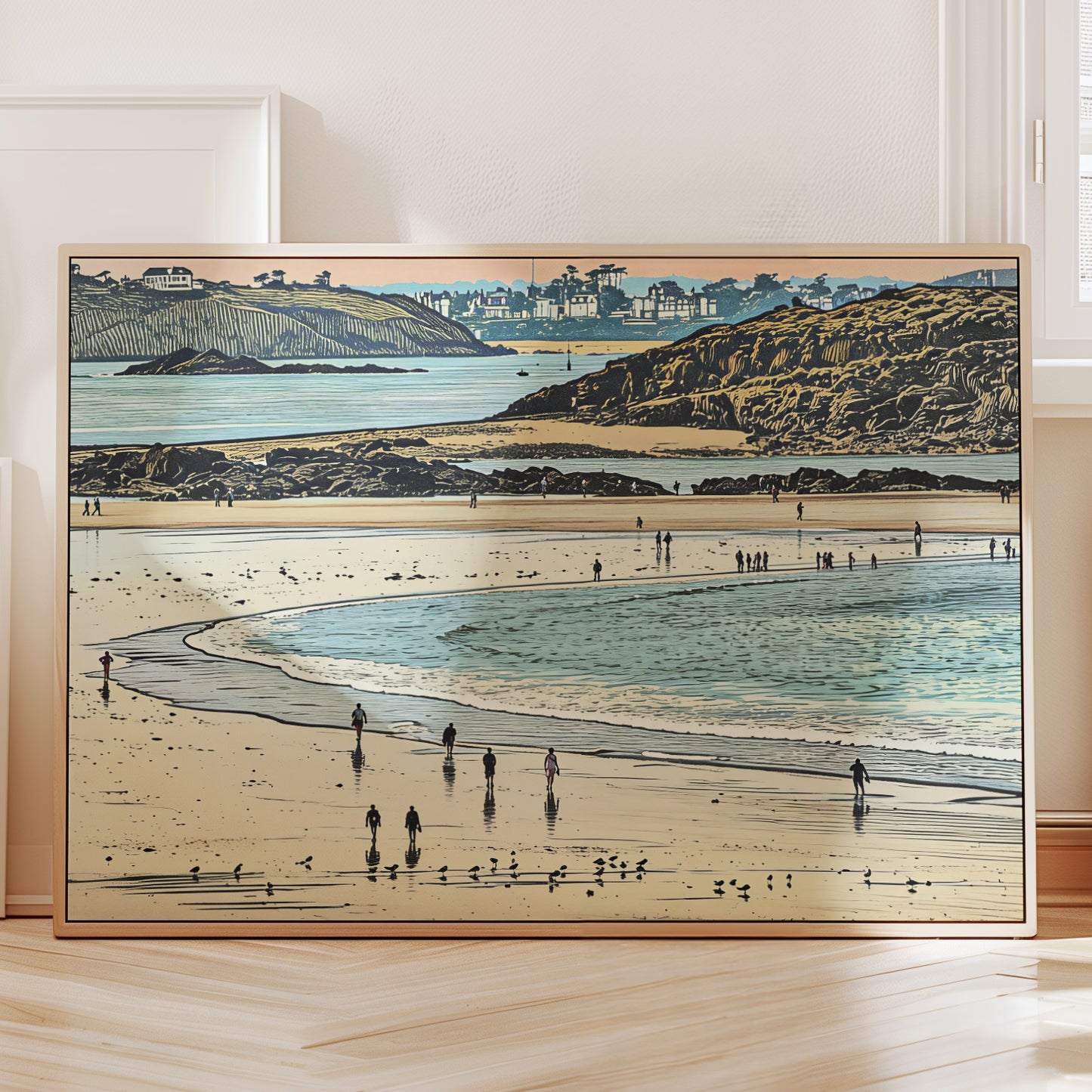 Beach at Dusk, Shoreline Walkers