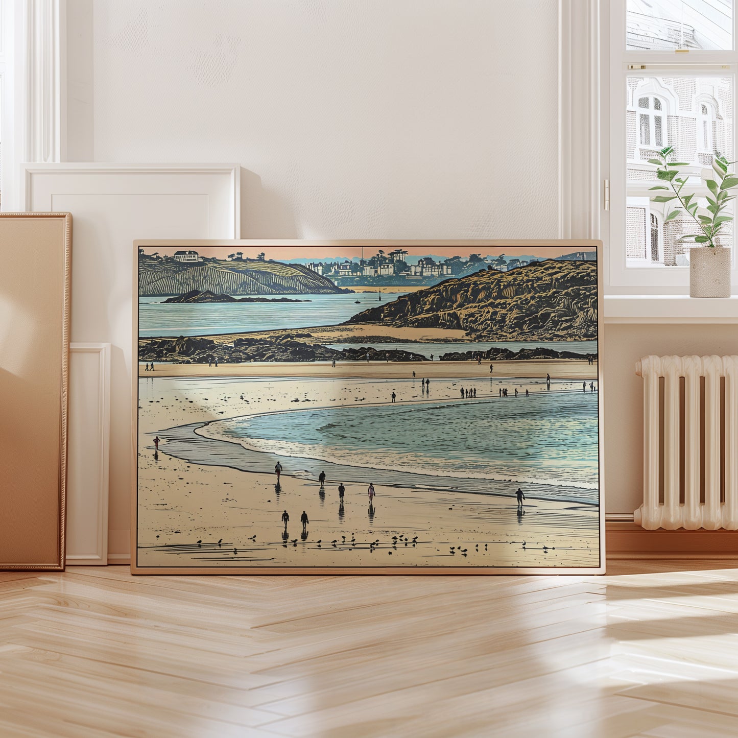 Beach at Dusk, Shoreline Walkers
